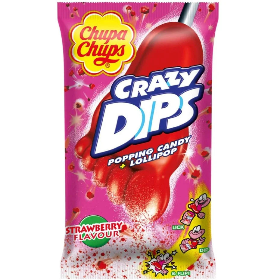 Chupa Chups Crazy Dips Popping Candy & Lollipop Strawberry
